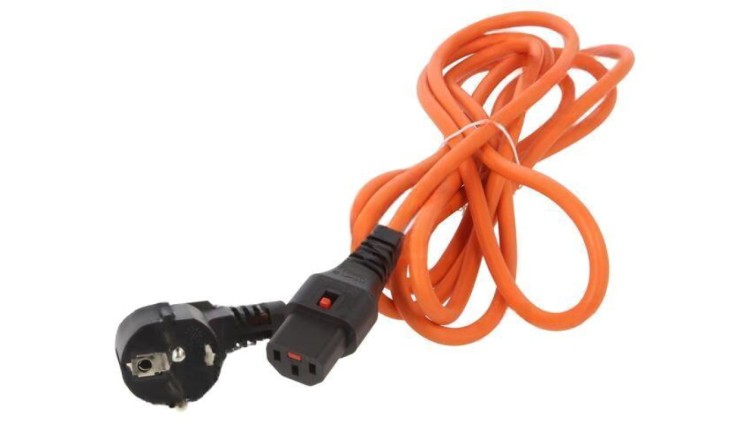 SCHAFFNER-820099 Kabel CEE 7/7 (E/F) wtyk kątowy, IEC C13 żeński 3m 10A 250V