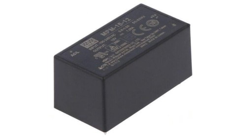Przetwornica AC/DC 15W 80-264VAC 12VDC Iwyj 1, 25A OUT 1 MPM-15-12