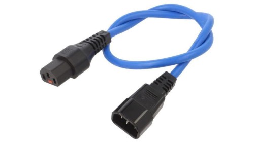 SCHAFFNER-820072 Kabel IEC C13 żeński, IEC C14 męski 0,5m z blokadą IEC LOCK