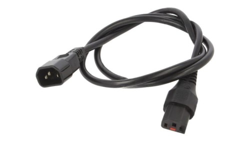 SCHAFFNER-816472 Kabel IEC C13 żeński, IEC C14 męski 1m z blokadą IEC LOCK