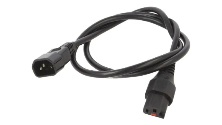 SCHAFFNER-816472 Kabel IEC C13 żeński, IEC C14 męski 1m z blokadą IEC LOCK