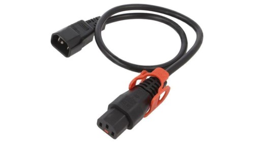 SCHAFFNER-820100 Kabel IEC C13 żeński, IEC C14 męski 0,5m z blokadą IEC LOCK+