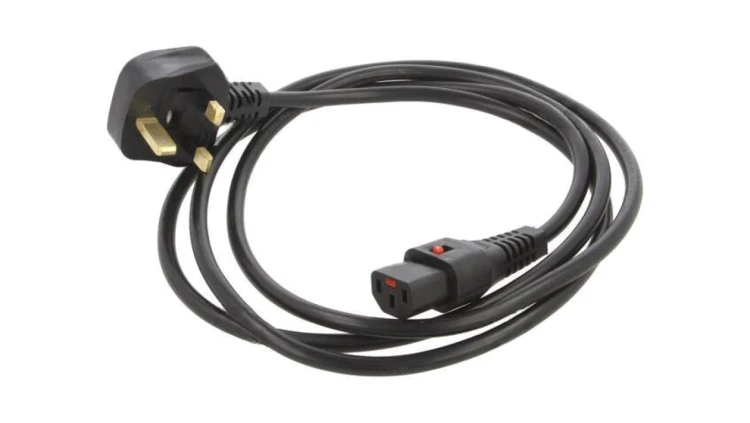SCHAFFNER-817375 Kabel BS 1363 (G) wtyk, IEC C13 żeński 3m z blokadą IEC LOCK