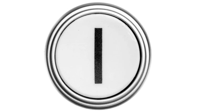 Napęd przycisku 22mm biały z samopowrotem bez adaptera symbol /I/ LPCB1118