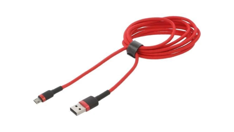 Kabel High Speed, USB 2.0 2m czerwony tekstylny 1,5A CAMKLF-C09