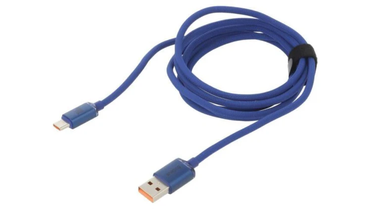 Kabel USB 2.0 USB A wtyk - USB C wtyk 2m niebieski tekstylny CAJY000503