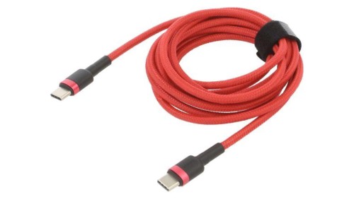 Kabel USB C wtyk z obu stron 2m czerwony tekstylny 60W CATKLF-H09