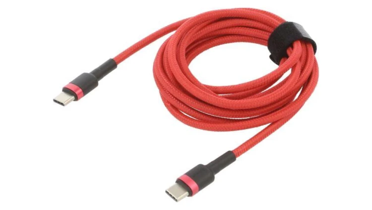 Kabel USB C wtyk z obu stron 2m czerwony tekstylny 60W CATKLF-H09