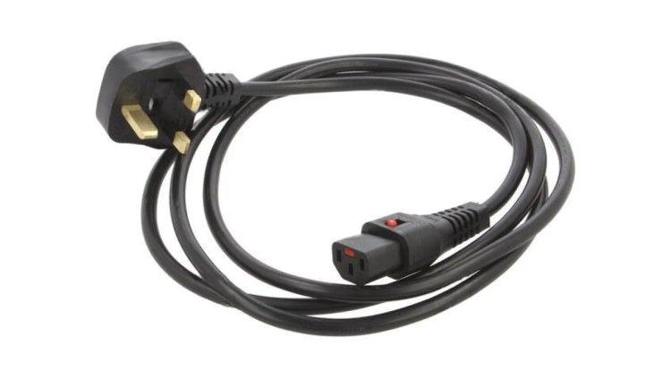 SCHAFFNER-812283 Kabel BS 1363 (G) wtyk, IEC C13 żeński 2m z blokadą IEC LOCK