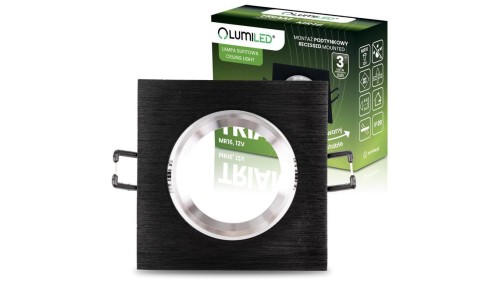 Oprawa Halogenowa Podtynkowa Lampa Sufitowa Kwadrat Ruchoma GU10 MR16 Czarna TRIAM LUMILED
