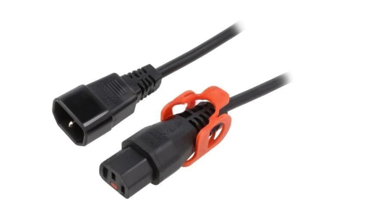 SCHAFFNER-815244 Kabel IEC C13 żeński, IEC C14 męski 3m z blokadą IEC LOCK+