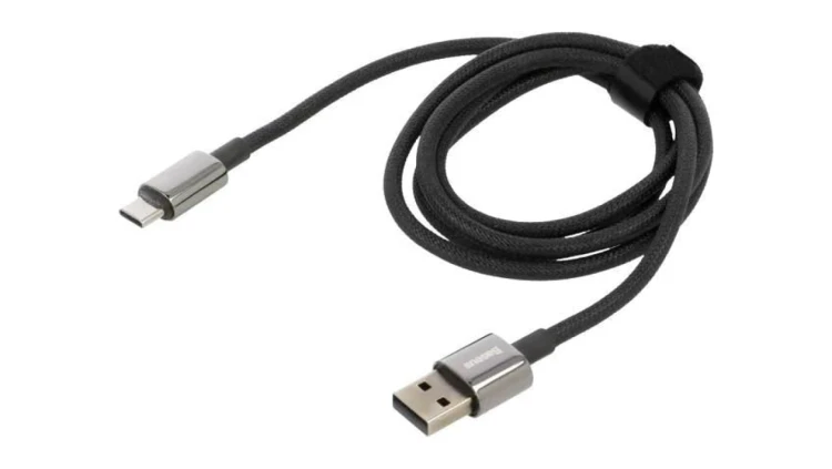 Kabel USB A wtyk - USB C wtyk 1m czarny tekstylny 100W CB000026
