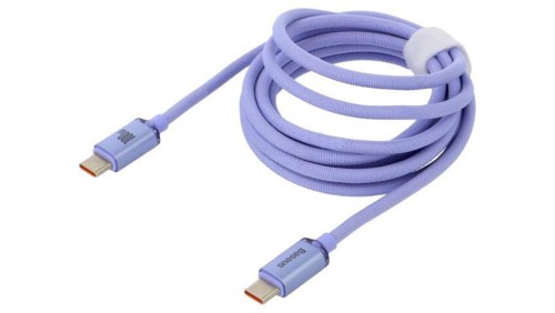 Kabel USB 2.0 USB C wtyk z obu stron 2m fioletowy tekstylny CAJY000705