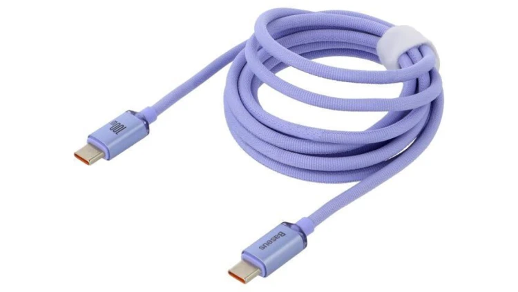 Kabel USB 2.0 USB C wtyk z obu stron 2m fioletowy tekstylny CAJY000705