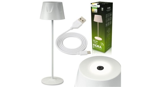 Lampa Ogrodowa LED Stojąca Ozdobna Stołowa Nocna USB Ściemnialna Dotykowa Biała FIORA LUMILED