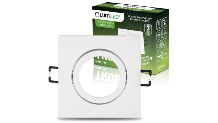 Oprawa Halogenowa Podtynkowa Lampa Sufitowa Kwadrat Ruchoma GU10 MR16 Biała TRIAM LUMILED