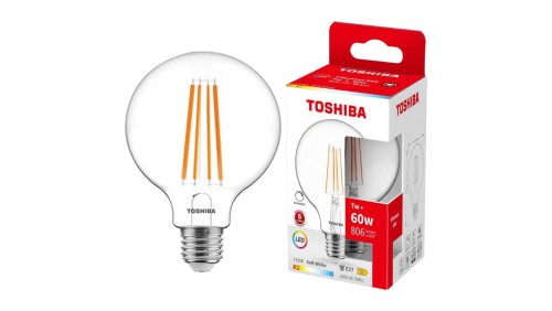 Żarówka LED E27 G95 7W = 60W 806lm 2700K Ciepła Filament Ściemnialna TOSHIBA