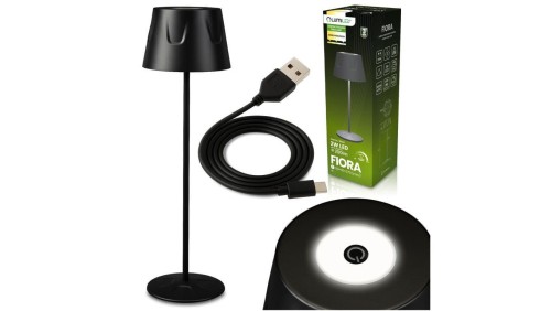 Lampa Ogrodowa LED Stojąca Ozdobna Stołowa Nocna USB Ściemnialna Dotykowa Czarna FIORA LUMILED