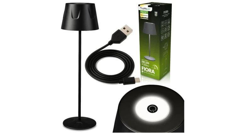 Lampa Ogrodowa LED Stojąca Ozdobna Stołowa Nocna USB Ściemnialna Dotykowa Czarna FIORA LUMILED