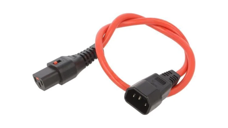 SCHAFFNER-820074 Kabel IEC C13 żeński, IEC C14 męski 0,5m z blokadą IEC LOCK