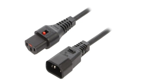 SCHAFFNER-812285 Kabel IEC C13 żeński, IEC C14 męski 2m z blokadą IEC LOCK