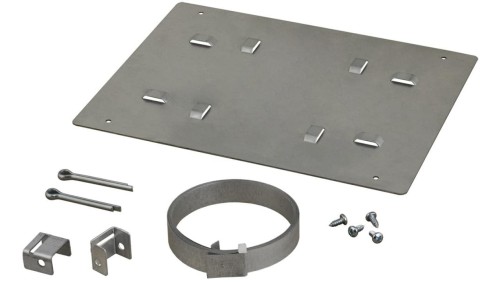 Opaska zaciskowa OZB3 z blachą montażową 240x190mm do montażu obudowy hermetycznej na słupach, masztach