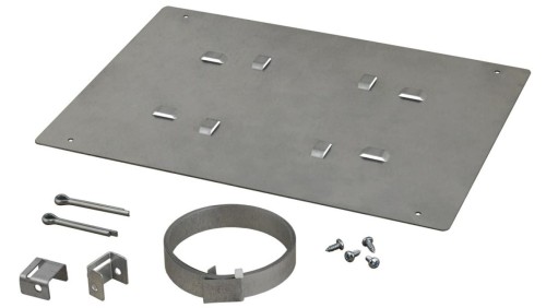 Opaska zaciskowa OZB4 z blachą montażową 300x220mm do montażu obudowy hermetycznej na słupach, masztach