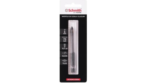 Wiertło do szkła gresu ceramiki glazury 6mm otwornica HEX Schmith