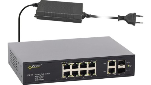 Gigabitowy switch PoE+ 12-portowy SFG108-90W do 8 kamer IP