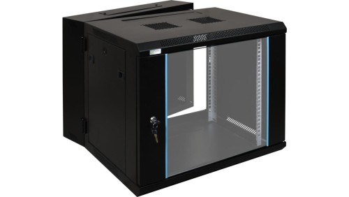 Szafa wisząca RWD966 9U 19 czarna spawana dwusekcyjna 600x501x600mm 70kg