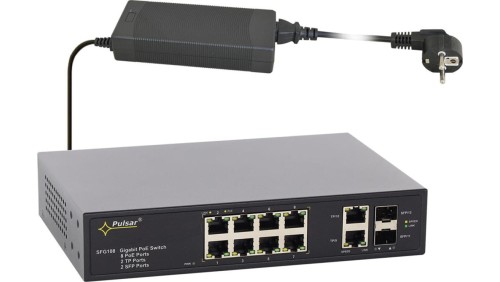 Gigabitowy switch PoE 12-portowy SFG108 do 8 kamer IP