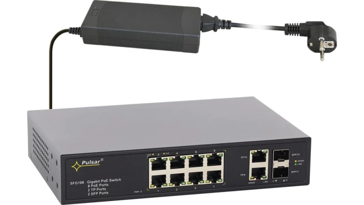 Gigabitowy switch PoE 12-portowy SFG108 do 8 kamer IP