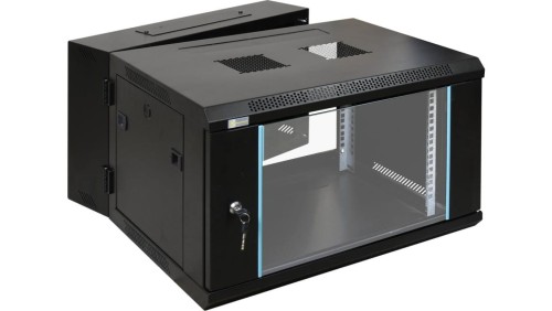 Szafa wisząca RWD666 6U 19 czarna spawana dwusekcyjna 600x368x600mm 70kg