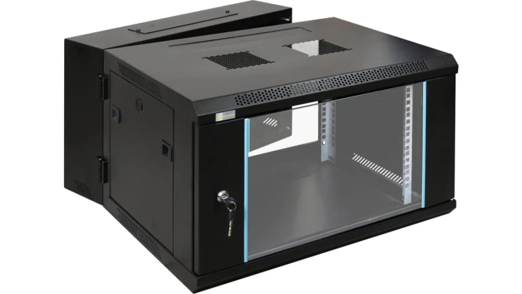 Szafa wisząca RWD666 6U 19 czarna spawana dwusekcyjna 600x368x600mm 70kg