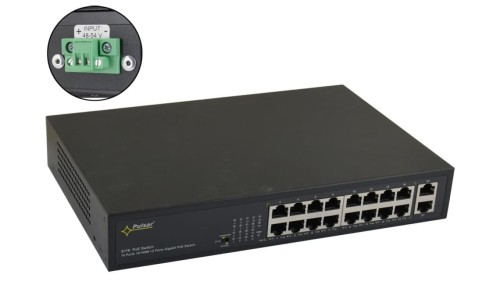 Switch PoE 16-portowy S116WP bez zasilacza do 16 kamer IP