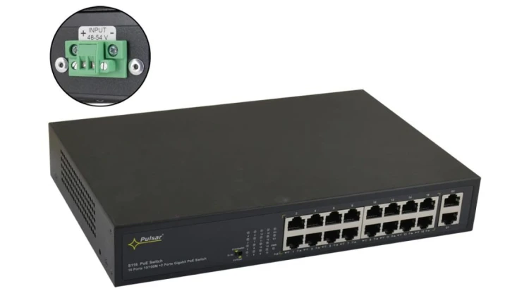 Switch PoE 16-portowy S116WP bez zasilacza do 16 kamer IP