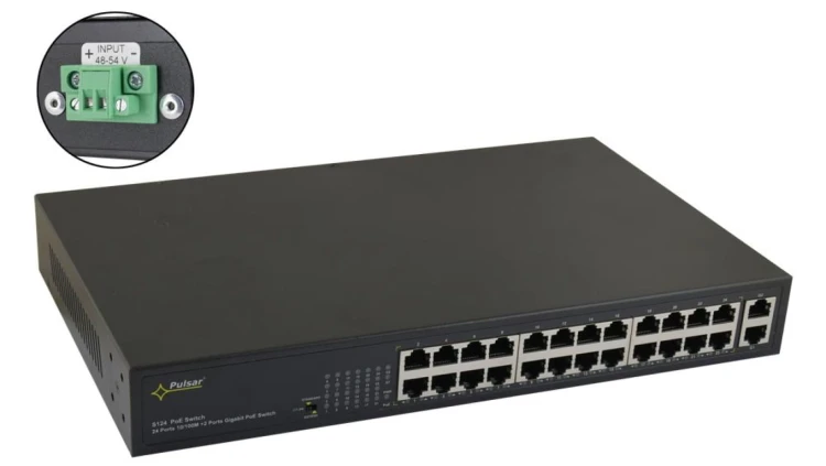 Switch PoE 24-portowy S124WP bez zasilacza do 24 kamer IP