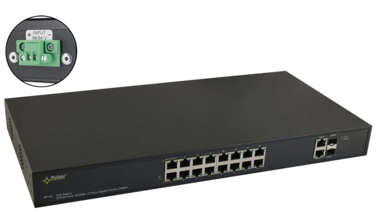 Switch PoE 16-portowy SF116WP bez zasilacza do 16 kamer IP