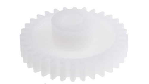 Koło zębate walcowe, moduł: 1, l.zębów: 32, śr. piasty: 14mm, śr. otworu: 6mm, POM