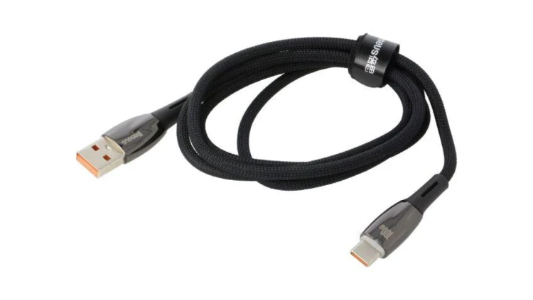Kabel USB A wtyk - USB C wtyk 1m czarny tekstylny 100W CB000024