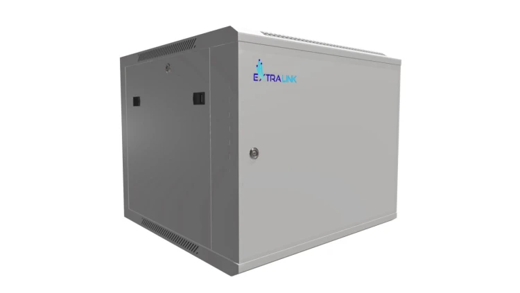 Szafa rack montowana na ścianie, drzwi blaszane pełne Extralink 9U 600x600 ASP Szara