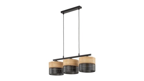 Lampa wisząca NICOL 3 - punktowa czarny/dąb naturalny 4801 TK Lighting