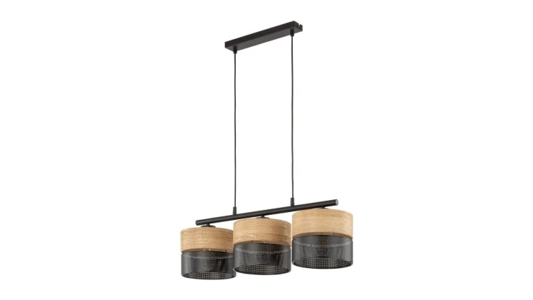 Lampa wisząca NICOL 3 - punktowa czarny/dąb naturalny 4801 TK Lighting