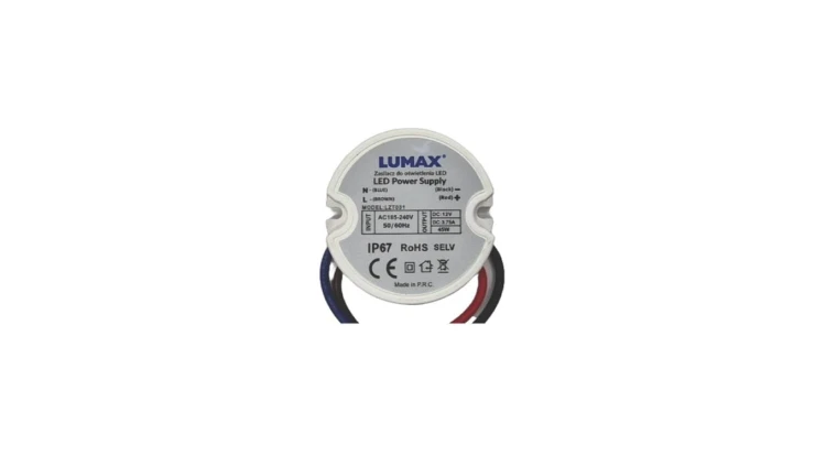 Zasilacz do oświetlenia LED montażowy IP44 45W, 12V, 3,75A, 50x22mm - do Puszki