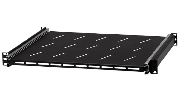 Półka wysuwana do szafy RACK 19 1U 350mm z uchwytem czarna