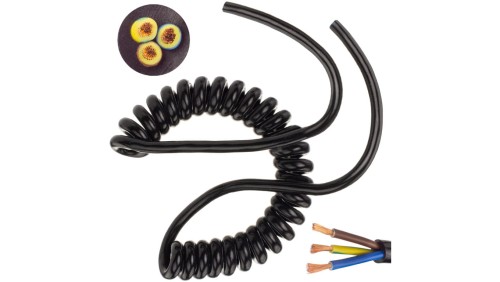 Przewód OMY spiralny H03VVH8-F 3x1,5 0,8m / 3,3m czarny