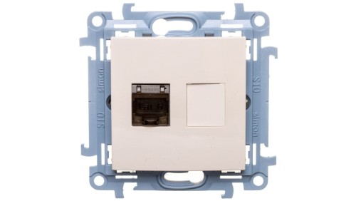 Simon 10 Gniazdo komputerowe pojedyncze RJ45 kat.6 ekranowane kremowy C61E.01/41