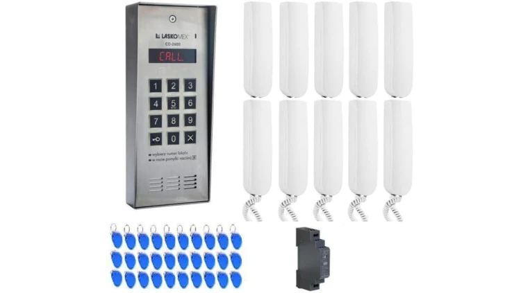 LASKOMEX SYSTEM DOMOFONU 10 LOKATORÓW, 1 WEJŚCIE