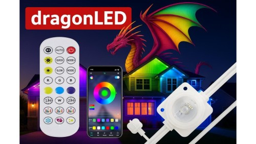 Oświetlenie dekoracyjne adresowane fasadowe pikselowe RGB IP65 30m 60px