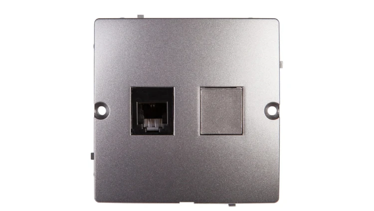 Simon Basic Gniazdo telefoniczne pojedyncze RJ11 stal inox BMTF1.02/21
